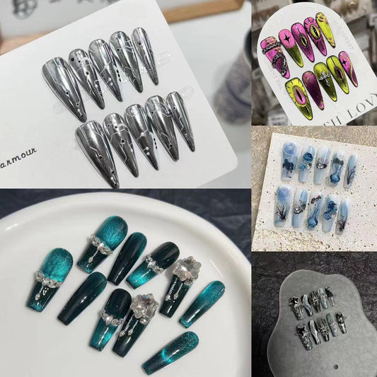 Goods in stock! Handmade press on nails with Hip-Hop and Dark Style